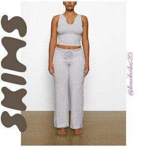 SKIMS Cotton Jersey Straight Leg Pant Light Heather Grey Large NWT O-307